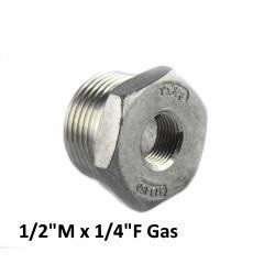 Riduzione inox maschio/femmina 1/2"M x 1/4"F Gas