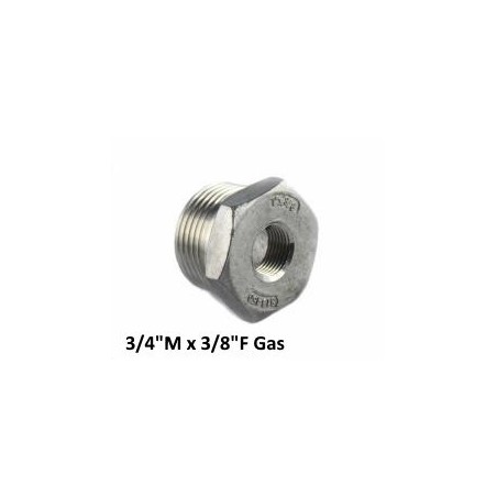 Stainless Steel exagon bushing male/female 3/4"M x 3/8"F Bsp