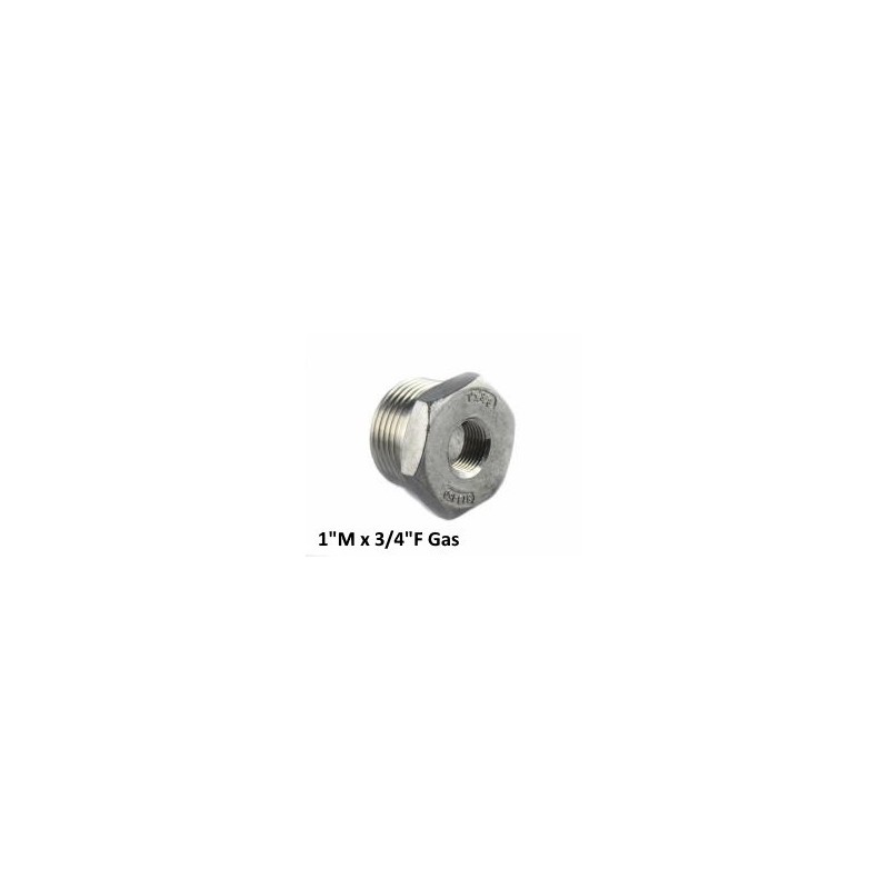 Stainless Steel exagon bushing male/female 1"M x 3/4"F Bsp