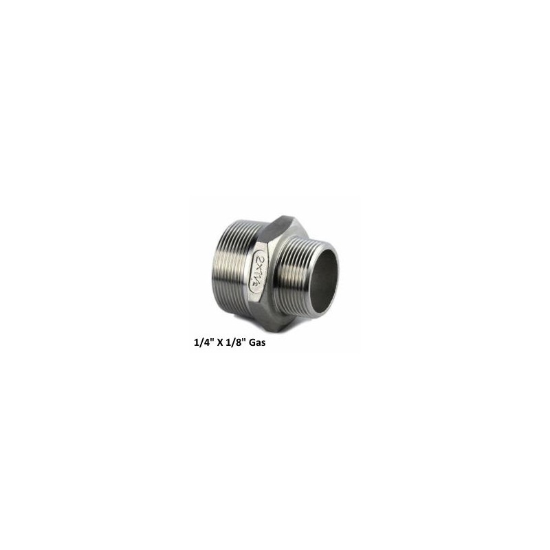 Stainless Steel conical reduced nipple 1/4" X 1/8" Bsp