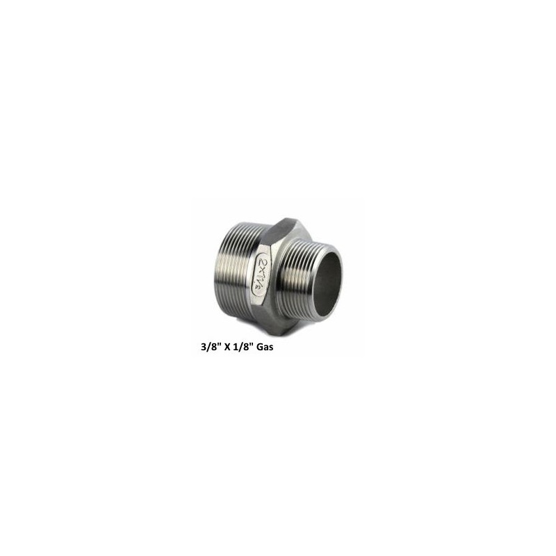 Nipplo conico ridotto inox 3/8" X 1/8"Gas Nipplo conico ridotto inox 3/8" X 1/8"Gas