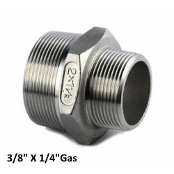 Nipplo conico ridotto inox 3/8" X 1/4"Gas