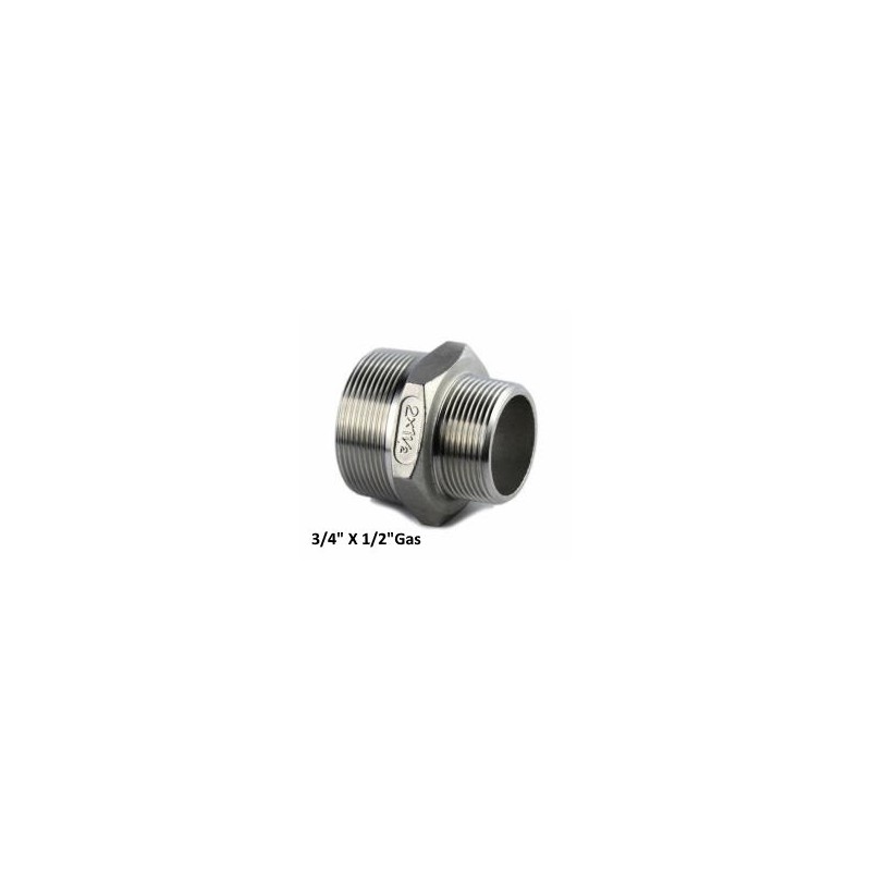Stainless Steel conical reduced nipple 3/4" X 1/2" Bsp