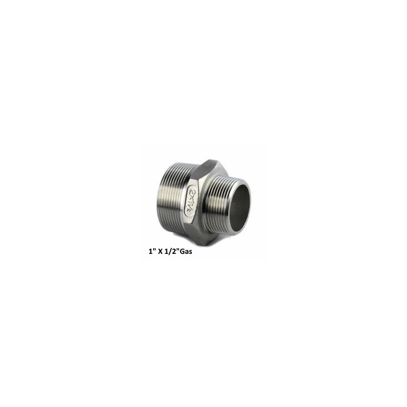 Nipplo conico ridotto inox 1" X 1/2"Gas Nipplo conico ridotto inox 1" X 1/2"Gas