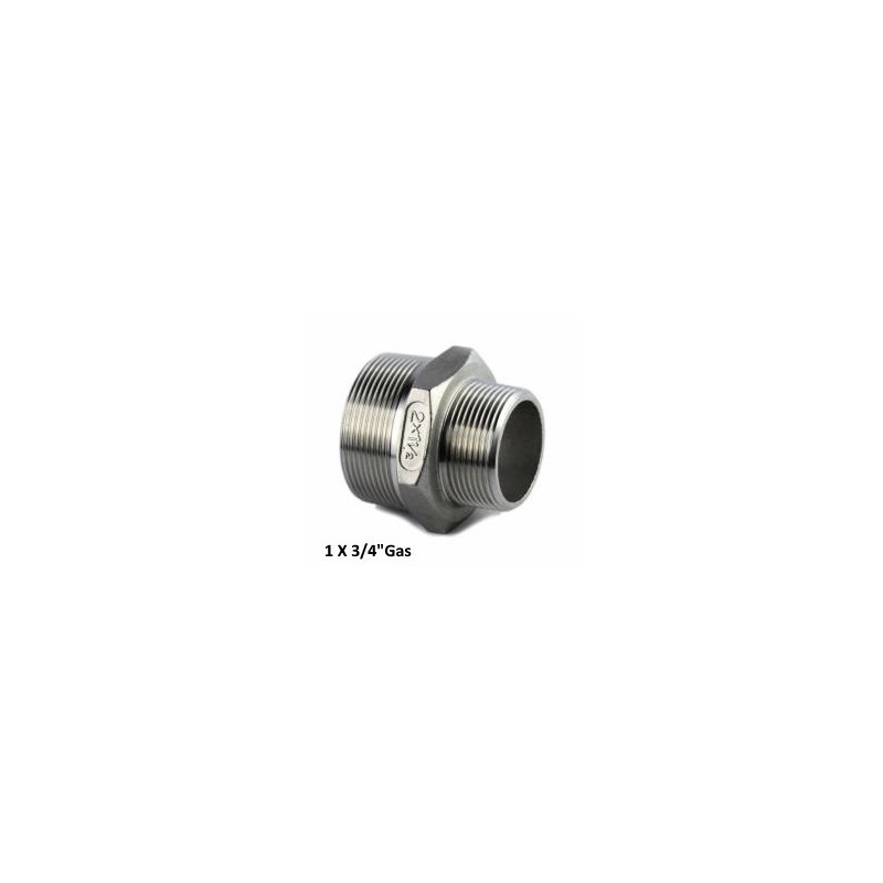 Stainless Steel conical reduced nipple 1" X 3/4" Bsp