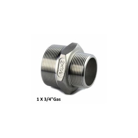 Stainless Steel conical reduced nipple 1" X 3/4" Bsp