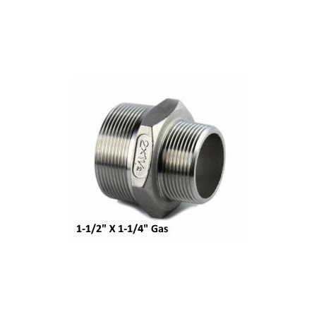 Stainless Steel conical reduced nipple 1-1/2" X 1-1/4" Bsp