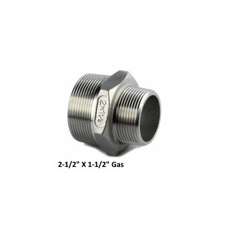 Stainless Steel conical reduced nipple 2" X 1-1/2" Bsp