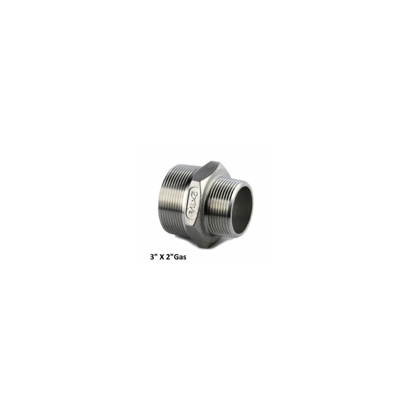 Stainless Steel conical reduced nipple 3" X 2" Bsp
