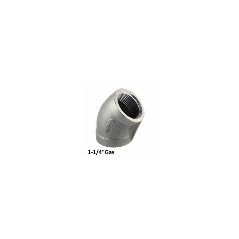 Gomito inox 45 femmina/femmina 1-1/4"Gas