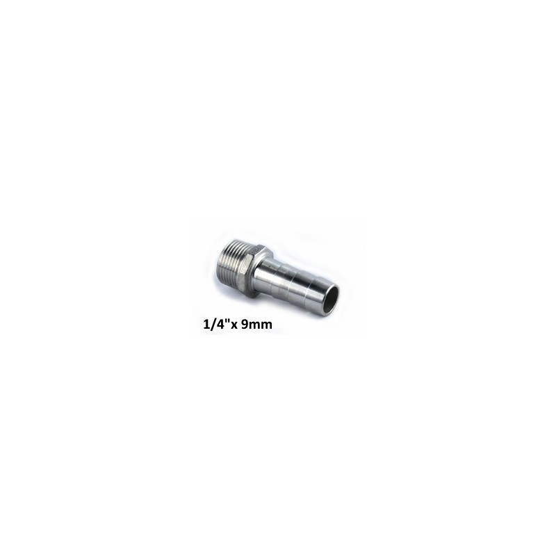 Portagomma inox 1/4" Gas x diametro 9mm Portagomma inox 1/4" Gas x diametro 9mm