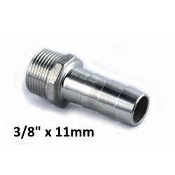 Stainless steel hose nipple 3/8"Bsp x 11mm