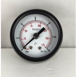 Dry pressure gauge 12 Bar GLASS diameter dn 40mm back
