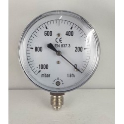 Capsule pressure gauge -1000 mBar diameter dn 63mm bottom