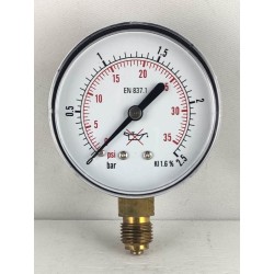 Oxygen pressure gauge 2,5 Bar diameter dn 63mm bottom