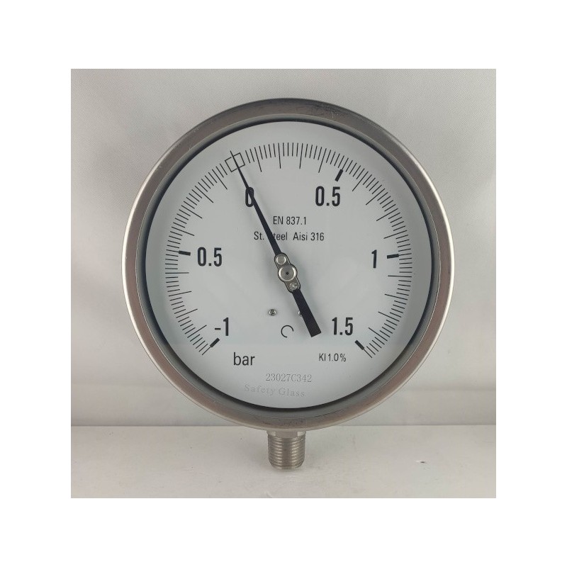 Manovuotometro Inox -1+1,5 Bar dn 150mm radiale 1/2"NPT Manovuotometro Inox -1+1,5 Bar dn 150mm radiale 1/2"NPT