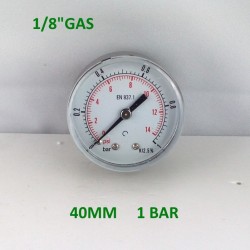 Dry pressure gauge 1 Bar diameter dn 40mm back