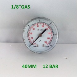 Dry pressure gauge 12 Bar diameter dn 40mm back