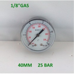 Dry pressure gauge 25 Bar diameter dn 40mm back