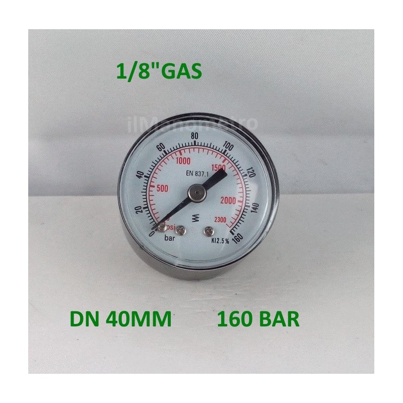 Manometro 160 Bar diametro dn 40mm posteriore Manometro 160 Bar diametro dn 40mm posteriore