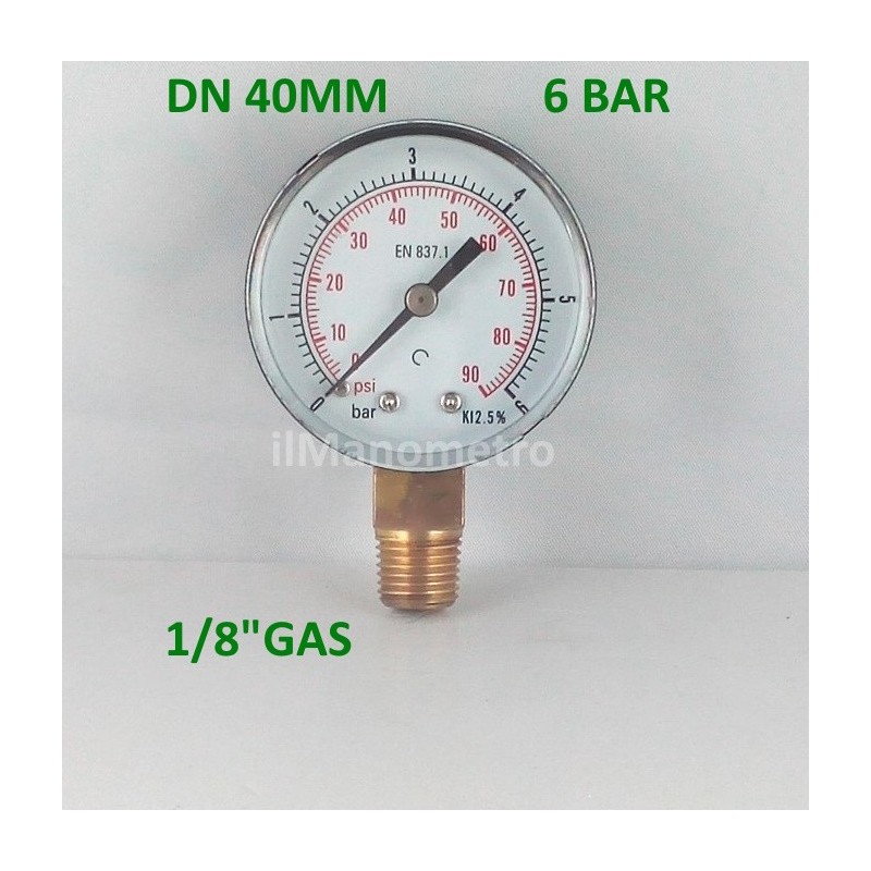 Manometro 6 Bar diametro dn 40mm radiale Manometro 6 Bar diametro dn 40mm radiale