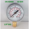 Dry pressure gauge 60 Bar diameter dn 40mm bottom