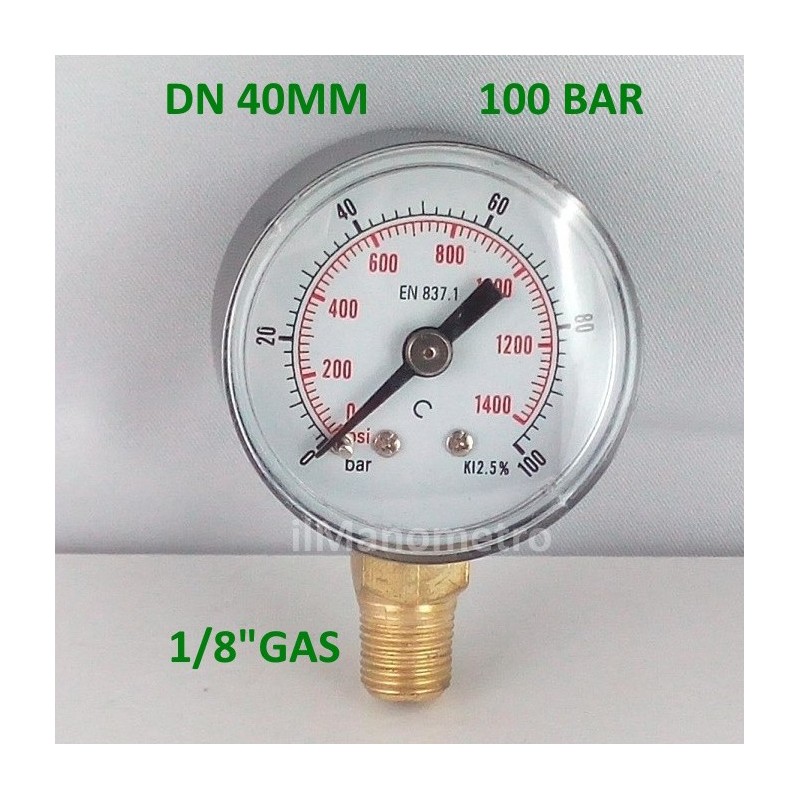 Manometro 100 Bar diametro dn 40mm radiale Manometro 100 Bar diametro dn 40mm radiale