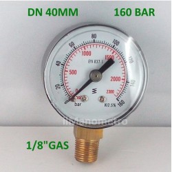 Dry pressure gauge 160 Bar diameter dn 40mm bottom