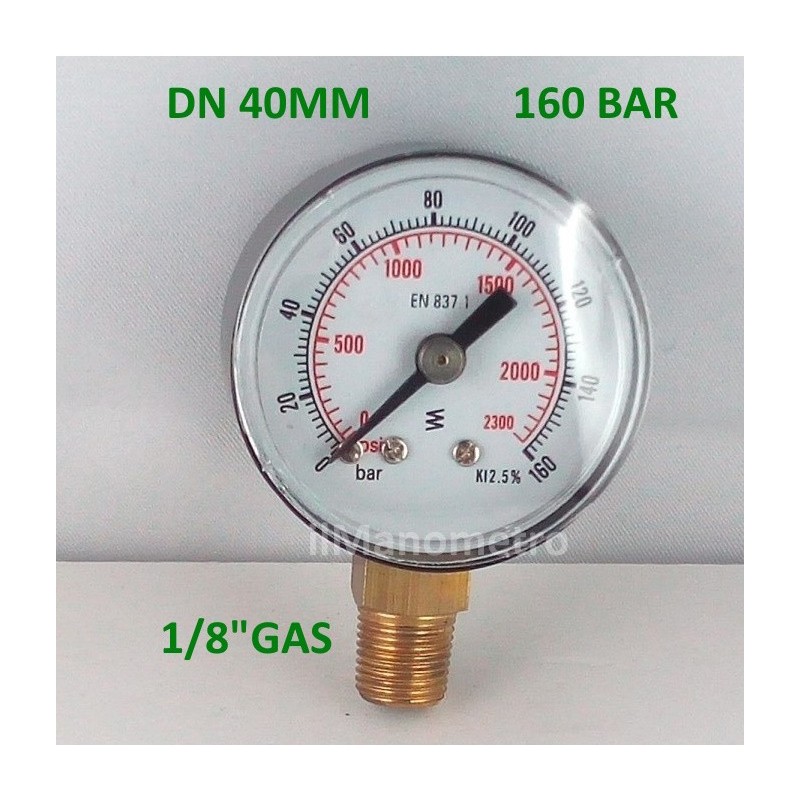 Dry pressure gauge 160 Bar diameter dn 40mm bottom Dry pressure gauge 160 Bar diameter dn 40mm bottom