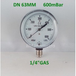 Capsule pressure gauge -600 mBar diameter dn 63mm bottom