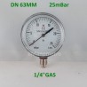Capsule pressure gauge 25 mBar diameter dn 63mm bottom
