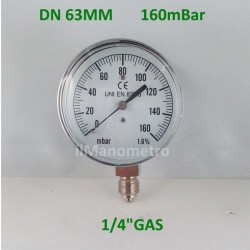 Capsule pressure gauge 160 mBar diameter dn 63mm bottom