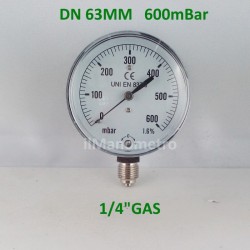 Capsule pressure gauge 600 mBar diameter dn 63mm bottom