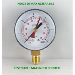 Manometro 6 Bar con indice di massima diametro dn 63mm radiale