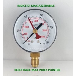 Dry pressure gauge 250 Bar with max pressure pointer diameter dn 63mm  bottom