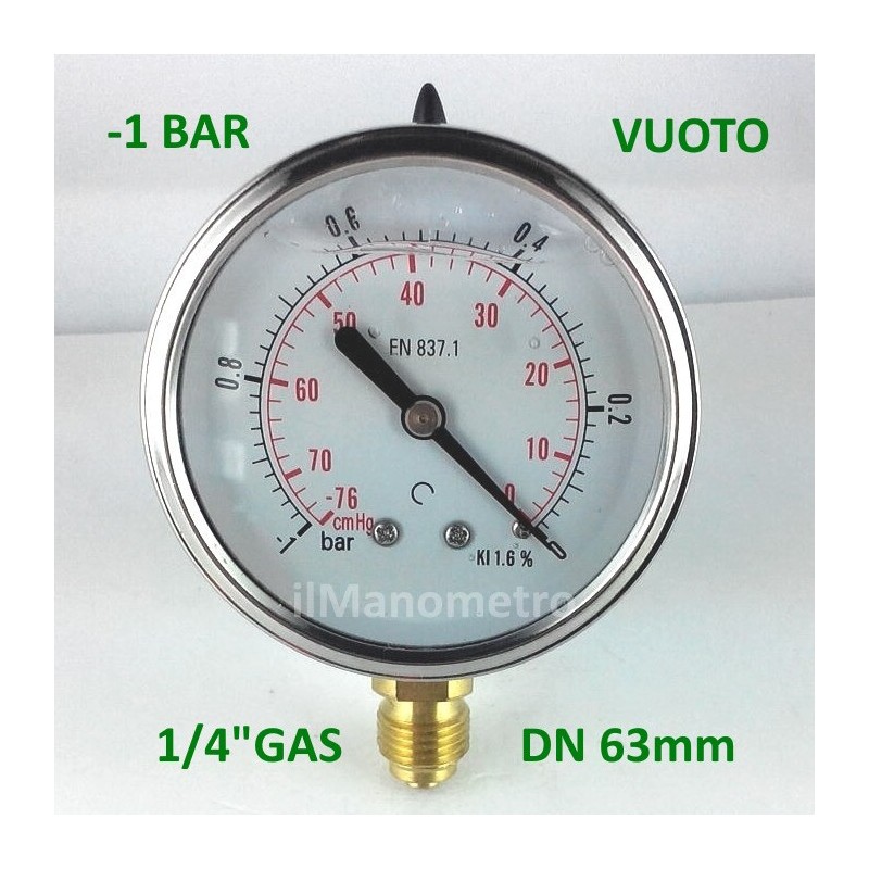 Vuotometro glicerina -1 Bar diametro dn 63mm radiale Vuotometro glicerina -1 Bar diametro dn 63mm radiale