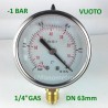 Glycerine filled pressure gauge -1 Bar diameter dn 63mm bottom