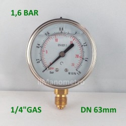 Manometro glicerina 1,6 Bar diametro dn 63mm radiale
