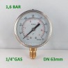 Manometro glicerina 1,6 Bar diametro dn 63mm radiale