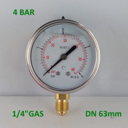 Manometro glicerina 4 Bar diametro dn 63mm radiale
