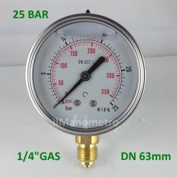 Manometro glicerina 25 Bar diametro dn 63mm radiale