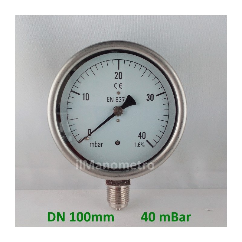 Capsule pressure gauge 40 mBar diameter dn 100mm bottom Capsule pressure gauge 40 mBar diameter dn 100mm bottom