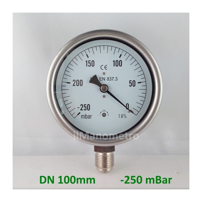 Capsule vaccum gauge -250 mBar diameter dn 100mm bottom Capsule vaccum gauge -250 mBar diameter dn 100mm bottom