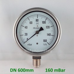 Capsule pressure gauge 160 mBar diameter dn 100mm bottom